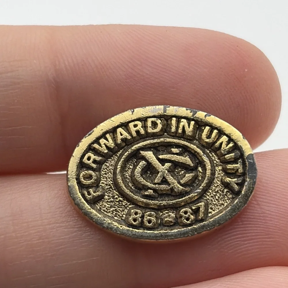 Vintage 80s National Exchange Club Forward In Unity Lapel Hat Pin 86-87 Gold